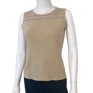 Joseph A. Sleeveless Beige Top Tank Bead and Sequin embellished Size L